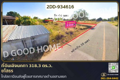 ที่ดินเลิงนกทา 318.3 ตร.ว. ยโสธร ใกล้สถานีขนส่งผู้โดยสารเทศบาลตำบลสามแยก
