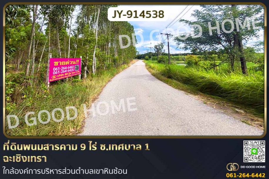 ที่ดินพนมสารคาม 9 ไร่ ซ.เทศบาล 1 ฉะเชิงเทรา ใกล้องค์การบริหารส่วนตำบลเขาหินซ้อน-1