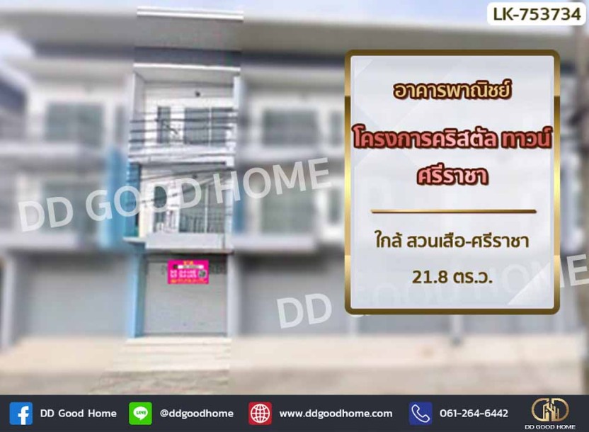อาคารพานิชย์ โครงการคริสตัล ทาวน์ ศรีราชา ใกล้ สวนเสือ-ศรีราชา-1