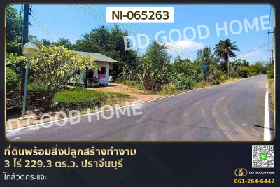 ที่ดินพร้อมสิ่งปลูกสร้างท่างาม 3 ไร่ 229.3 ตร.ว. ปราจีนบุรี ใกล้วัดกระแจะ