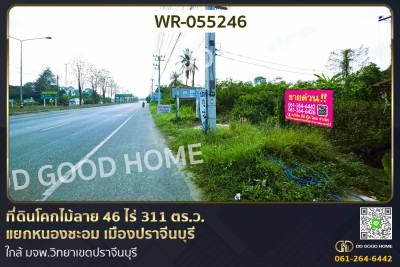 ที่ดินโคกไม้ลาย 46 ไร่ 311 ตร.ว. แยกหนองชะอม เมืองปราจีนบุรี ใกล้ มจพ.วิทยาเขตปราจีนบุรี