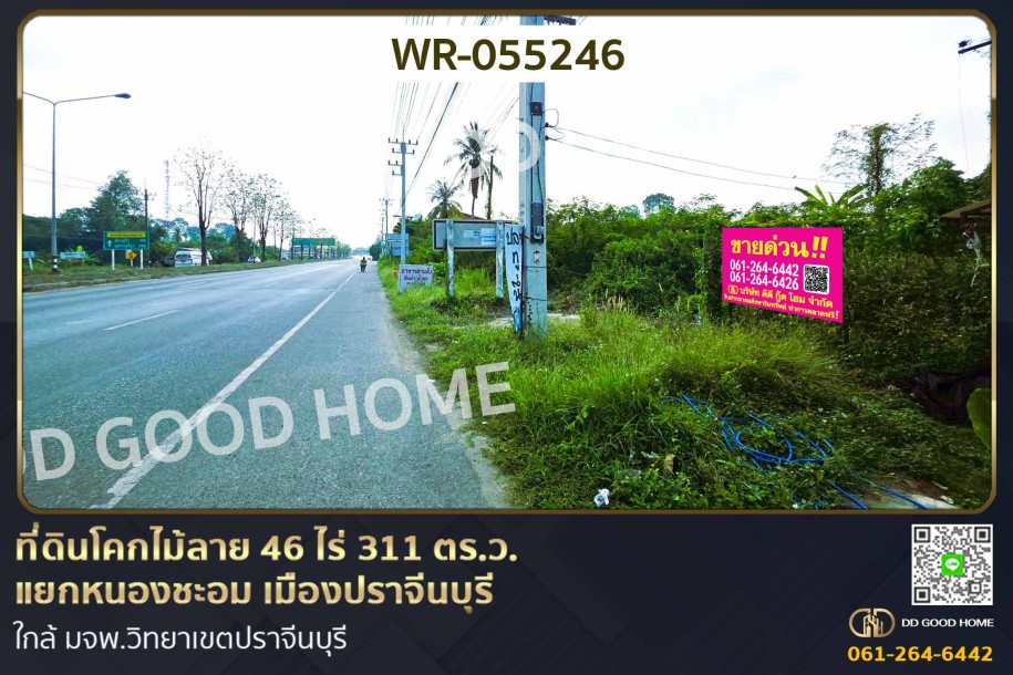ที่ดินโคกไม้ลาย 46 ไร่ 311 ตร.ว. แยกหนองชะอม เมืองปราจีนบุรี ใกล้ มจพ.วิทยาเขตปราจีนบุรี-1
