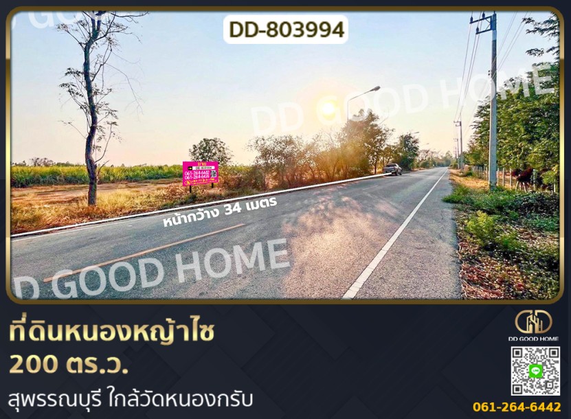 ที่ดินหนองหญ้าไซ 200 ตร.ว. สุพรรณบุรี ใกล้วัดหนองกรับ-1