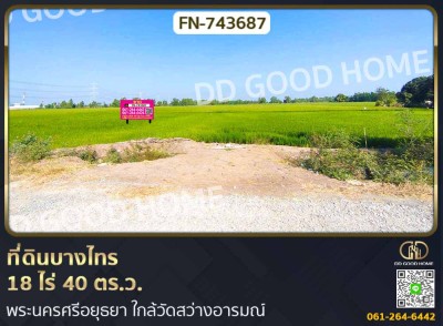ที่ดินบางไทร 18 ไร่ 40 ตร.ว. พระนครศรีอยุธยา ใกล้วัดสว่างอารมณ์-1