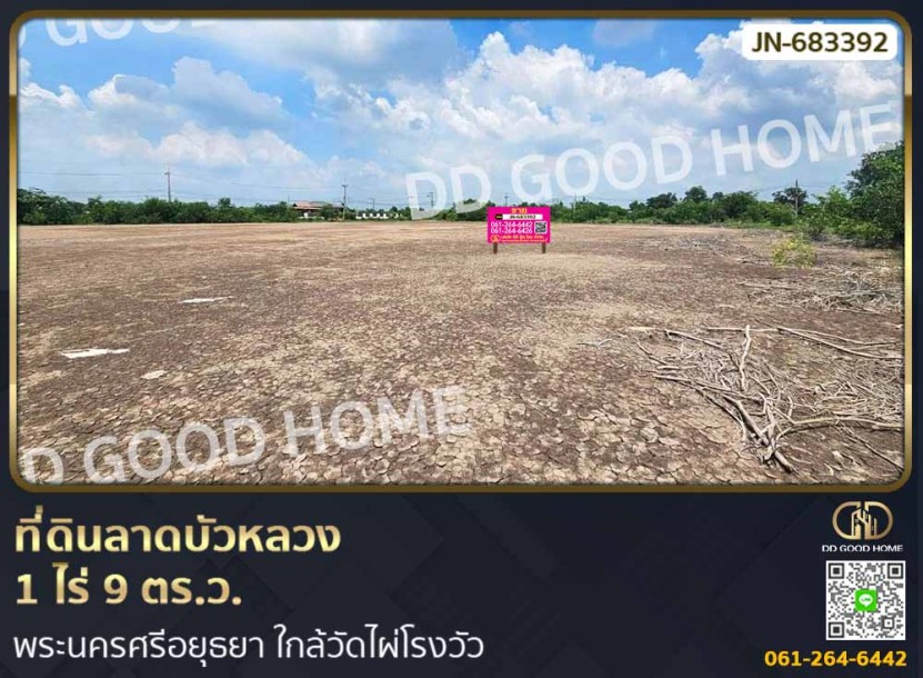 ที่ดินลาดบัวหลวง 1 ไร่ 9 ตร.ว. พระนครศรีอยุธยา ใกล้วัดไผ่โรงวัว-1